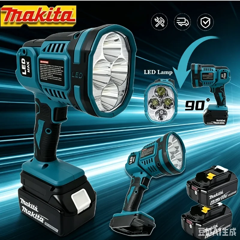 Makita Outdoor Camping Cordless LED Flashlight 1PC 90 Degree Rotatable Work Lamp For BL1830 BL1840 Auto Maintenance Light