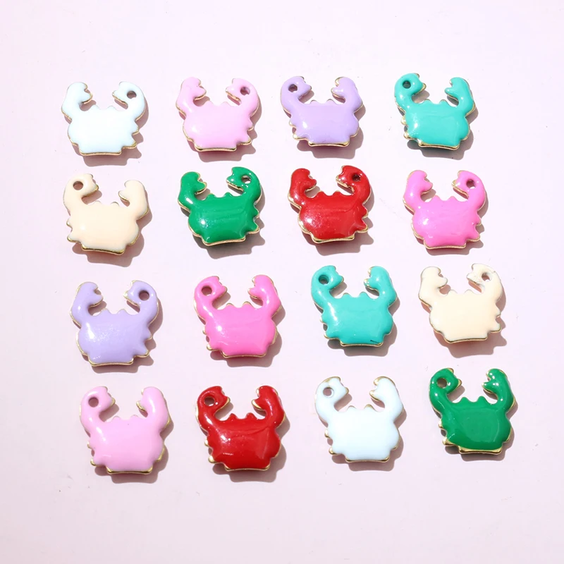20pcs 10x10mm Stainless Steel Small Crab Enamel Charms Pendant Stainless Steel DIY Jewelry Making Accessories Findings image 3