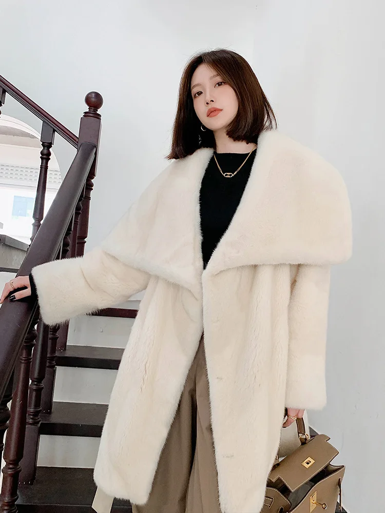 2023 new fur autumn and winter thick warm and fashionable fur coat women's big collar faux fur mink coat