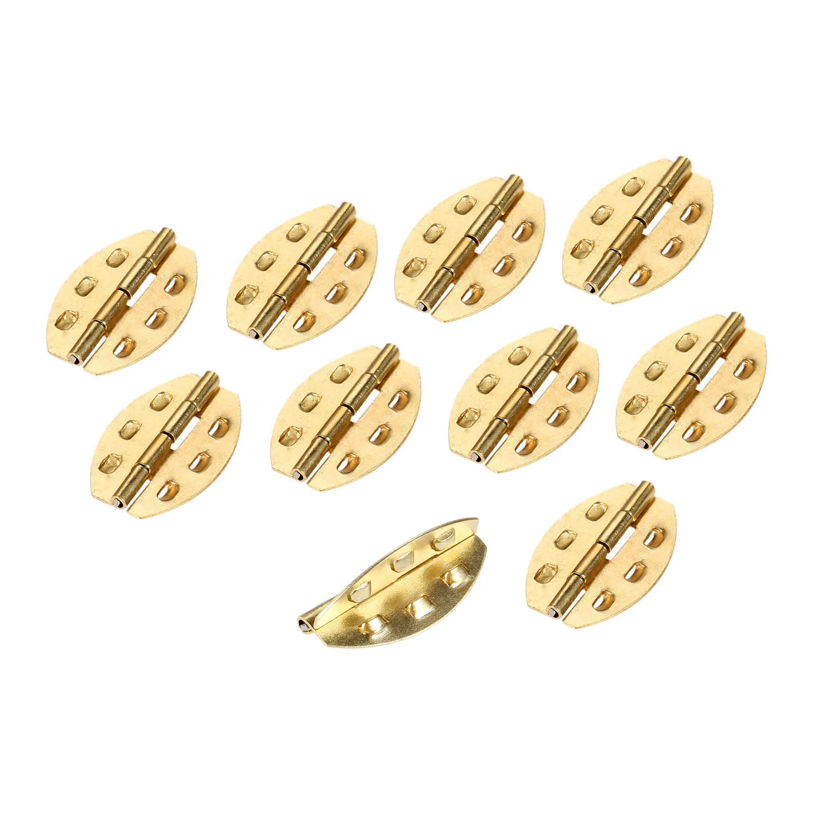 

50/100pcs Gold Oval Hinges Straight 6 Holes 25mm*17mm Cabinet Furniture Jewelry Gift Wine Wood Box Fitting Decor Hardware