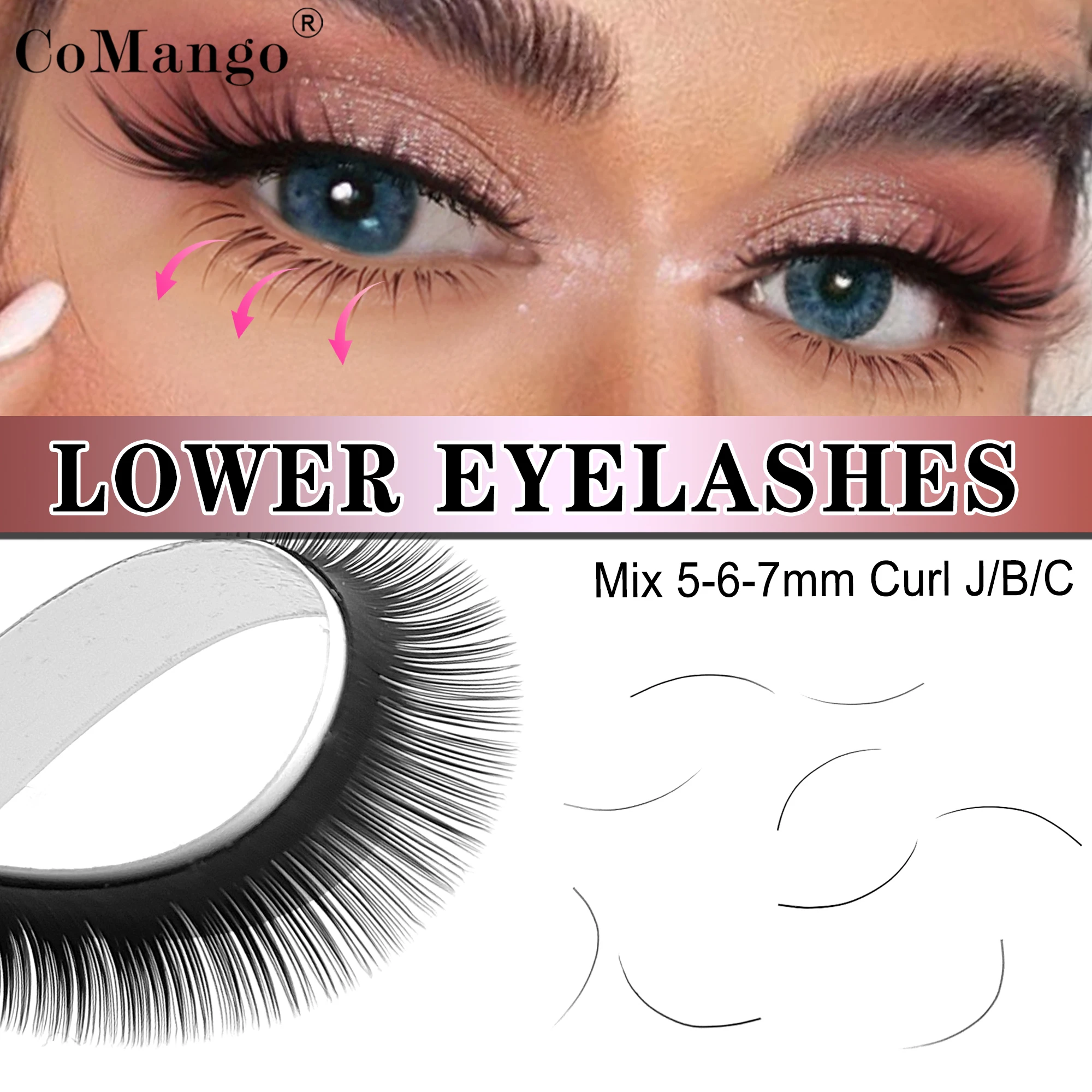 unten schwarz untere Wimpernverlängerung kurze synthetische Wimpern Nerz einzelne Wimper J/B/C curl super soft Augenkosmetik – Detail 2