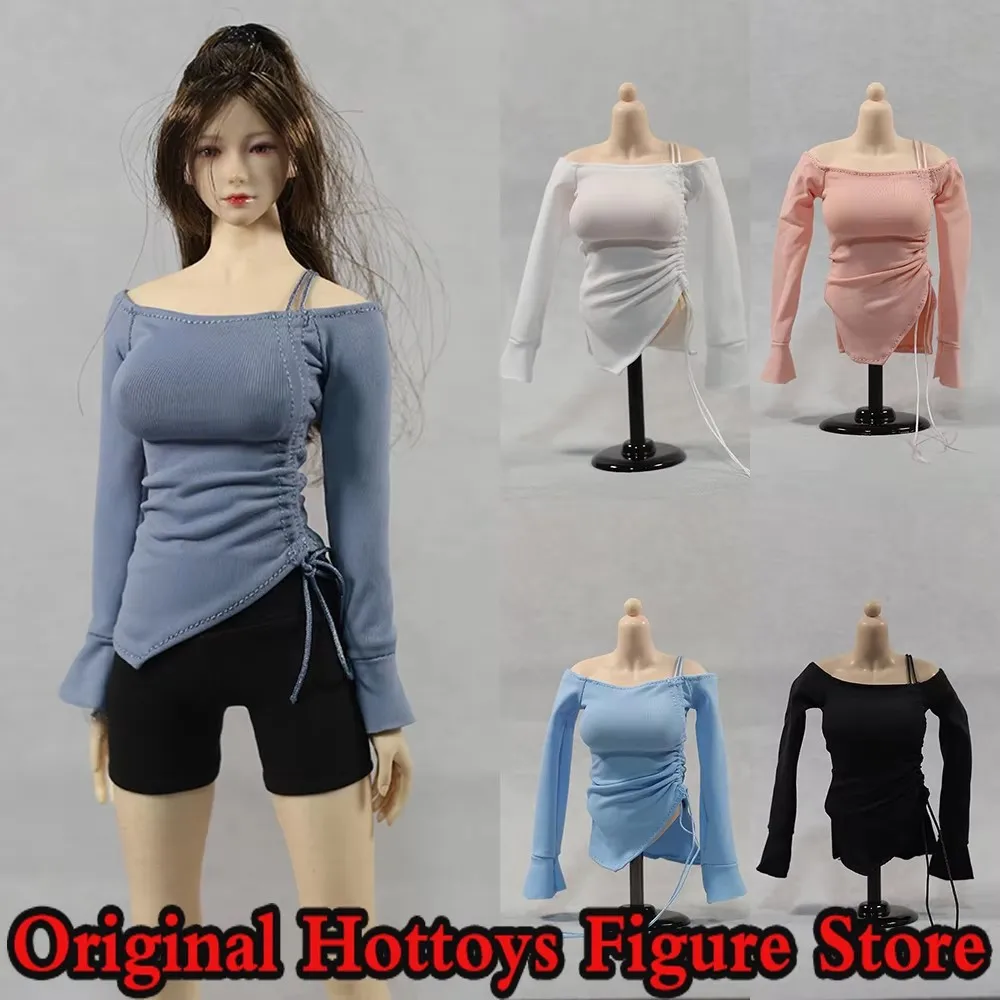 

DMTOYS DF081 1/6 масштабная женская одежда солдата на одно плечо, нерегулярная футболка на шнурке для 12 дюймов, модель экшн-фигурки