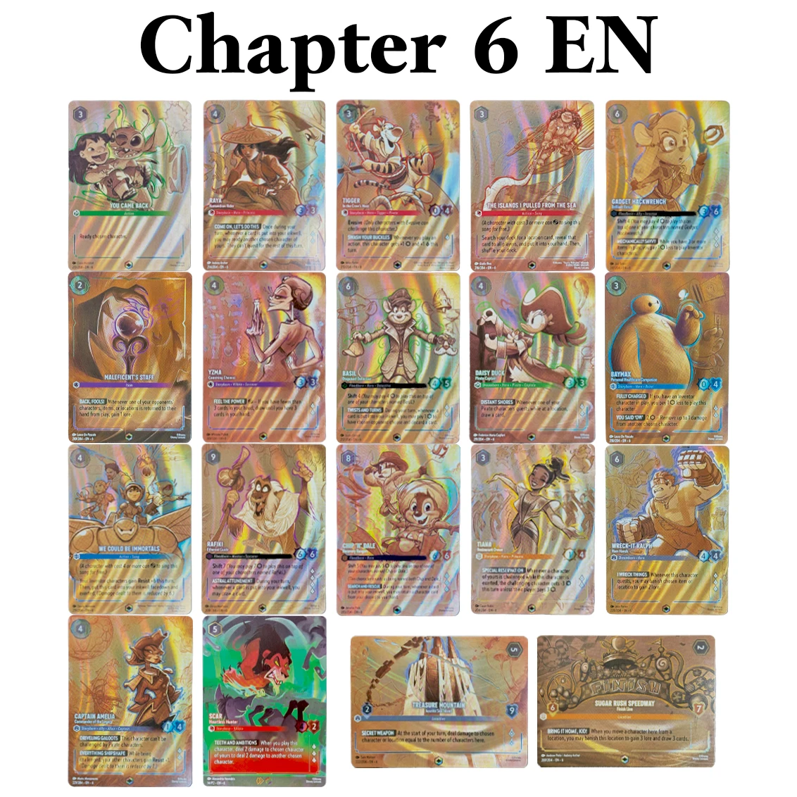 Betoverde Folie Lorcana Proxy Kaarten Hoofdstuk 1/2/3/4/5/6/7/8 Engels Trading Game Kaarten Stitch Archazia's Island Collection TCG