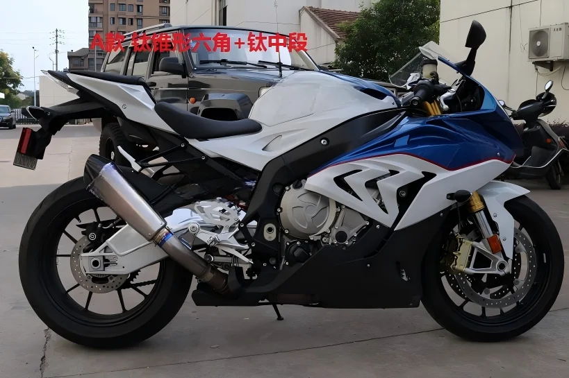 Suitable for BMW S1000RR Modified Titanium Alloy +carbon Fiber Exhaust Muffler AR Track Flame Silver Black Exhaust