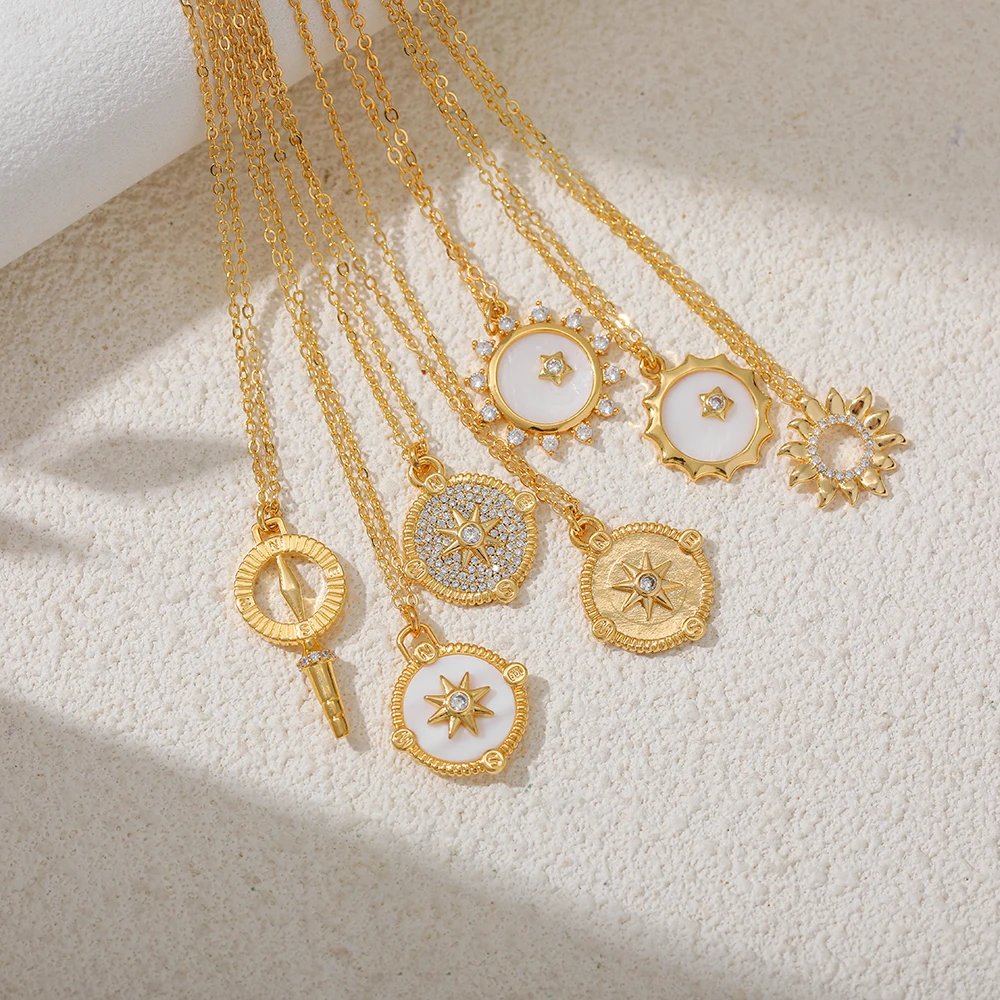 قذيفة بيضاء قلادة مستديرة قلادة 2025 طوق جديد اكسسوارات الرجعية المعادن سلسلة الترقوة قلادة الفولاذ المقاوم للصدأ المرأة جوهرة #1