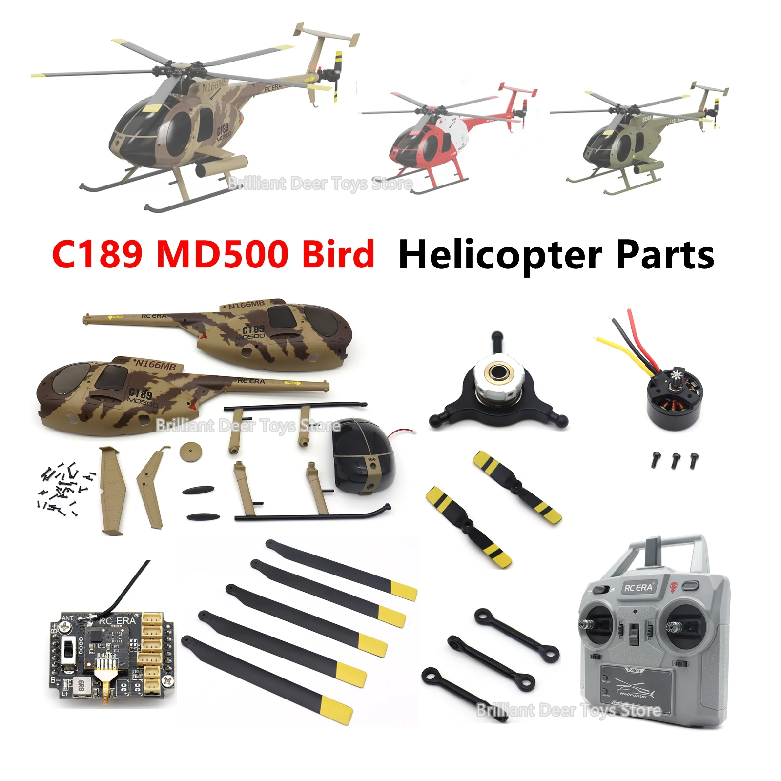 Original Parts for RC ERA C189 MD500 Bird RC Helicopter Main Blade Rotor Head Servo Motor Flight Control Board Transmitter