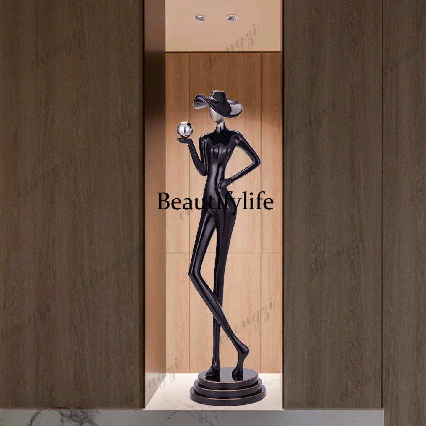 Entrance figure shape vertical ornament slender light luxury high-end living room, minimalist, sculpture