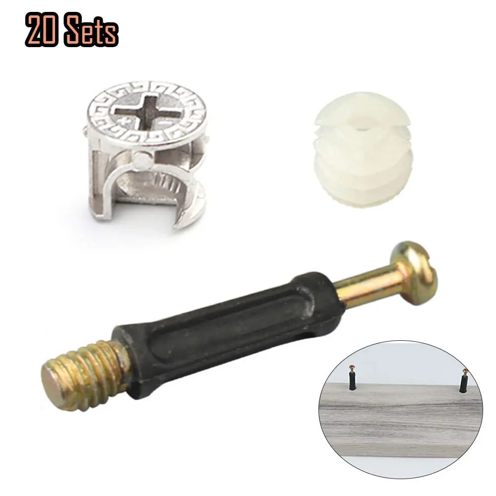 20Pcs Furniture Connecto Three In One Screw Furniture Connector Bolt Eccentric Wheel Fixed Wardrobe Wood Furniture Screw