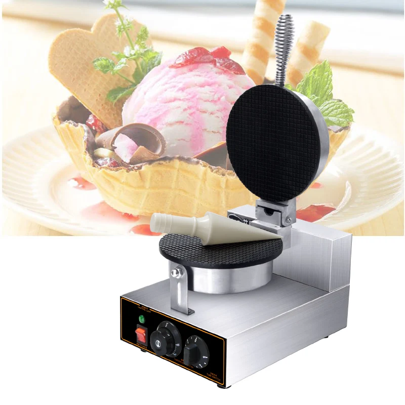 

Good quality Single double Head Round Shape Ice Cream Waffle Cone Maker Machine