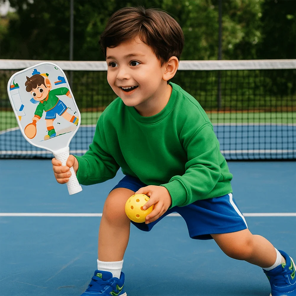 Cartoon Children's Pickleball Set Colorful Durable 's Pickleball Set Lightweight Ribbed Handle Pickleball Paddle Set