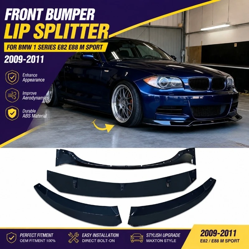 

Front Bumper Lip Splitter for BMW 1 Series E82 E88 Coupe Cabrio M Sport 2009 2010 2011 Front Spoiler Body Kit Auto Parts Tuning