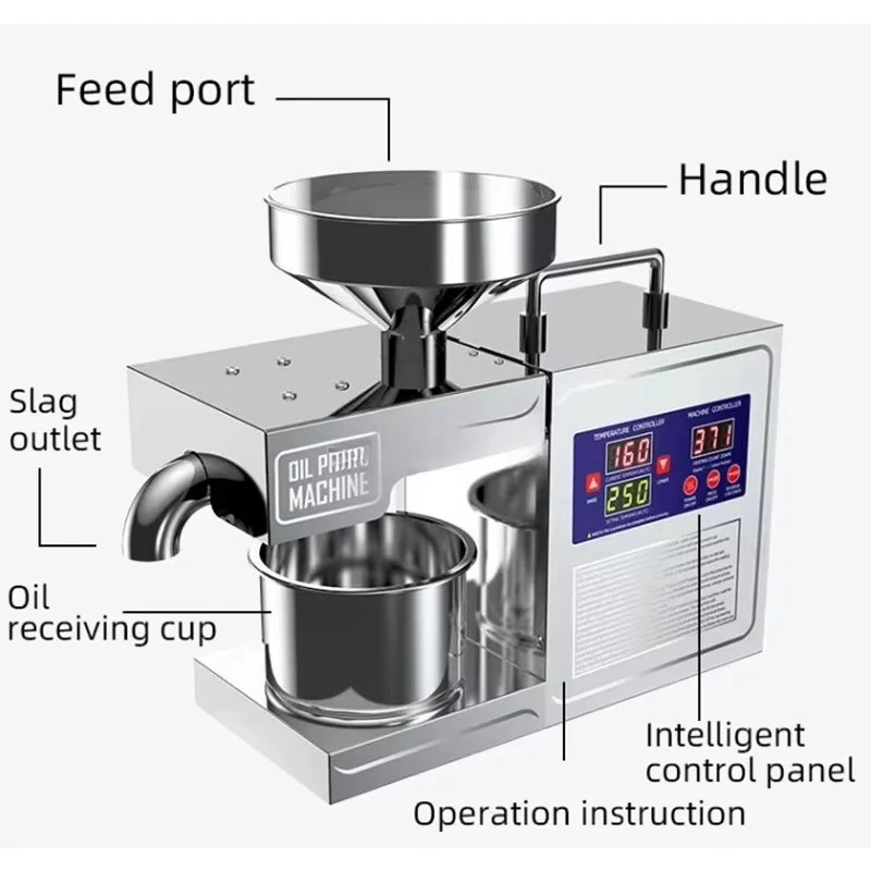 Automatic Small Home Use Oil Extractor Presser Kernel Coconut Peanut Sunflower Seed Domestic Mini Oil Press Machine for Kitchen