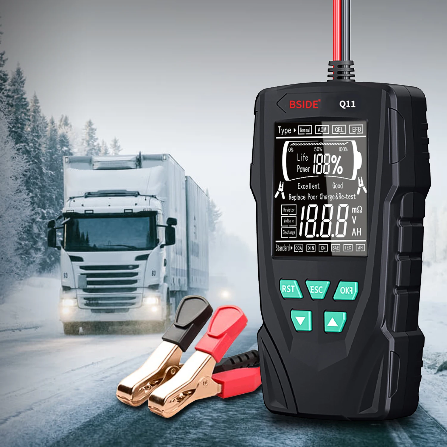 BSIDE Q11 Car Battery Tester 12V 24V Digital Checker Professional Automatic Detect Battery Analyzer Car Battery Tool