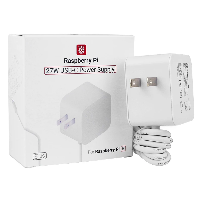 Official Raspberry Pi 27W USB-C Power Supply 5.1V 5A Compatible for PD Charging EU US UK Plug for Raspberry Pi 5