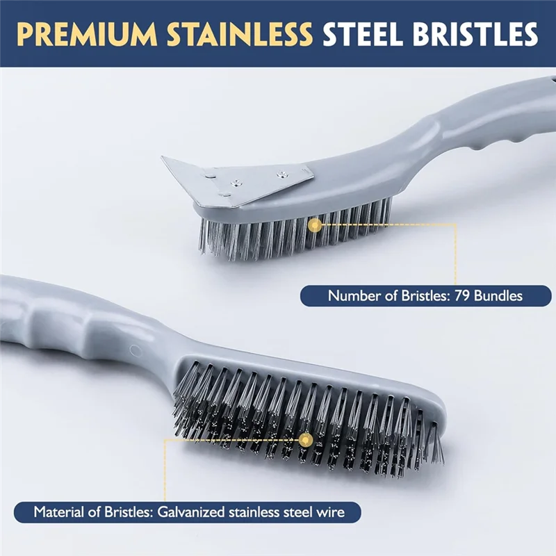 

Stainless Steel Wire Brush Set 2Pcs, With Strong Handle & Metal Scraper,For Cleaning Welding Slag & Rust,Dust-A50M