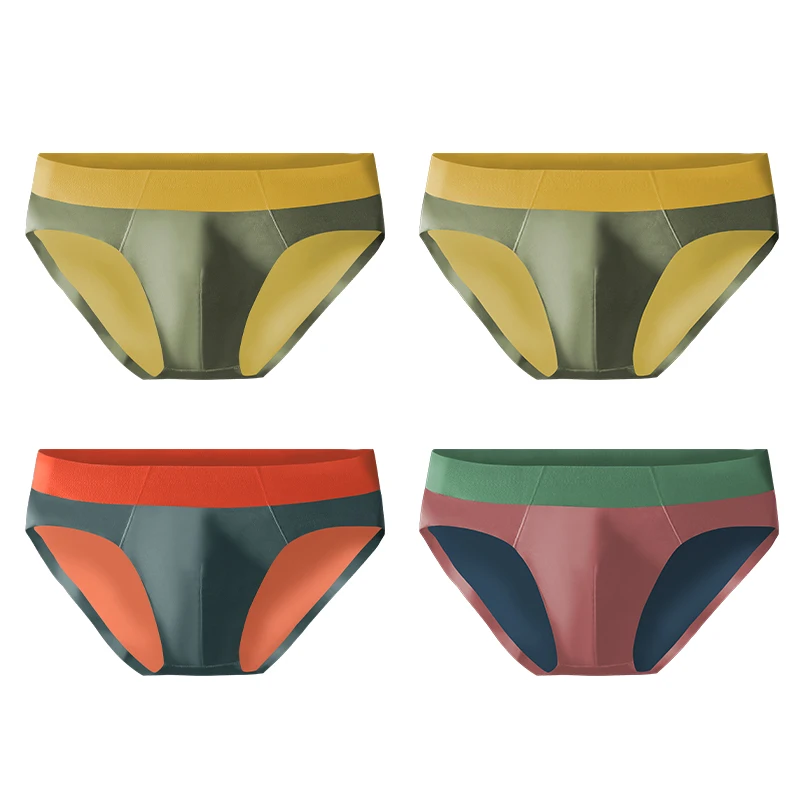 

3PCS Men's ice silk seamless underwear, men's breathable briefs, summer thin style, men's sporty low-waist sexy short pants