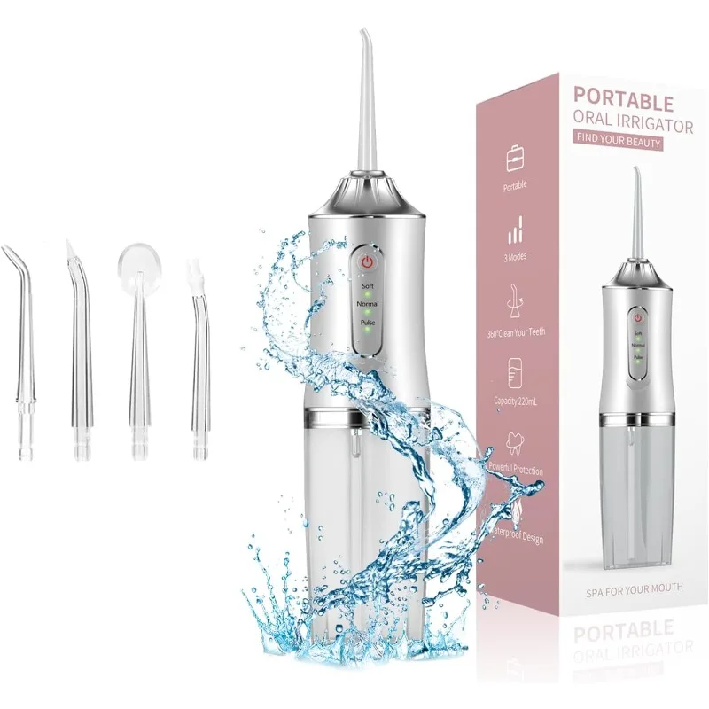 Portable Oral Irrigator Rechargeable USB4 Nozzle 220ml with 3 Modes Water Flosser Suitable for Travel and Home Care Accessories