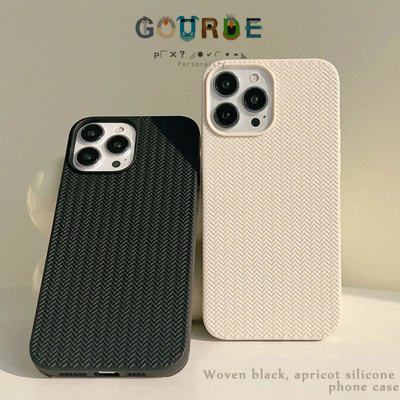 

Gourde Simple Knitting Grain Soft Silicone Phone Case for Apple iPhone 16 15 14 13 12 11 Pro Max Casing Bumper Cover