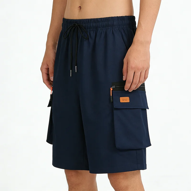 Summer Men's Big Pocket Cargo Shorts Outdoor Quick Dry Climbing Camping Army Tactical Short Pants Men Elastic Waist Work Shorts