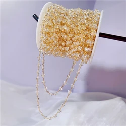 2meters Glass Crystal Beads Chains Diy Making Copper Metal Open Link Bracelet Necklace Chains Bulk Lot for Jewelry Accessories