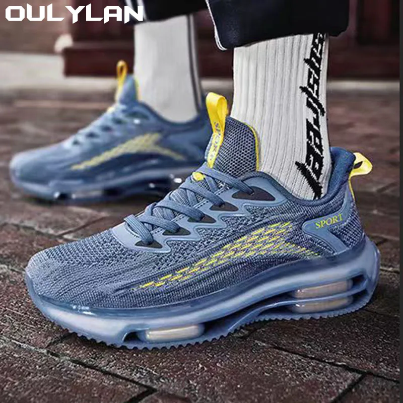 Oulylan Outdoor Breathable Men Running Shoes Lightweight Men Sneakers Anti-slip Male Sneakers Soft Sports Shoes Walking Tenis