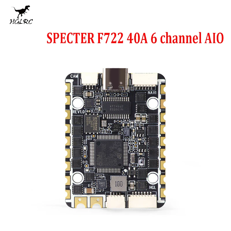 HGLRC SPECTER F722 40A 6 Channel AIO Flight Controller 2-6S for Rekon Y6 Six-axis and Other Mixed Control Types FPV Drone