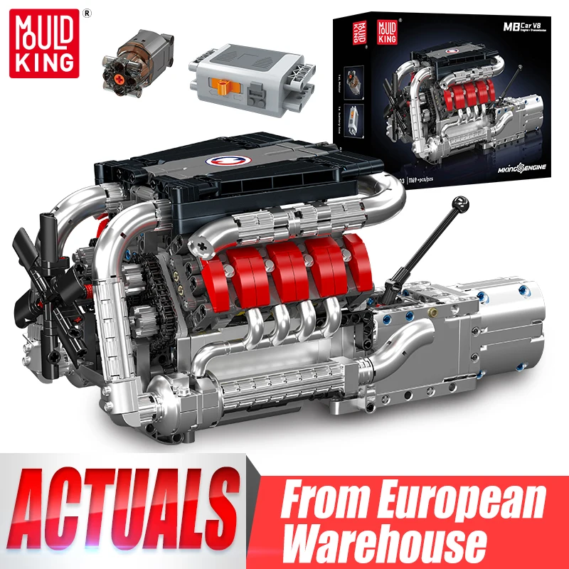 Mold King-Ensemble de briques de moteur de voiture V8 Hurized, assemblage technique, nuit de construction, cadeau de Noël pour enfants, 10203