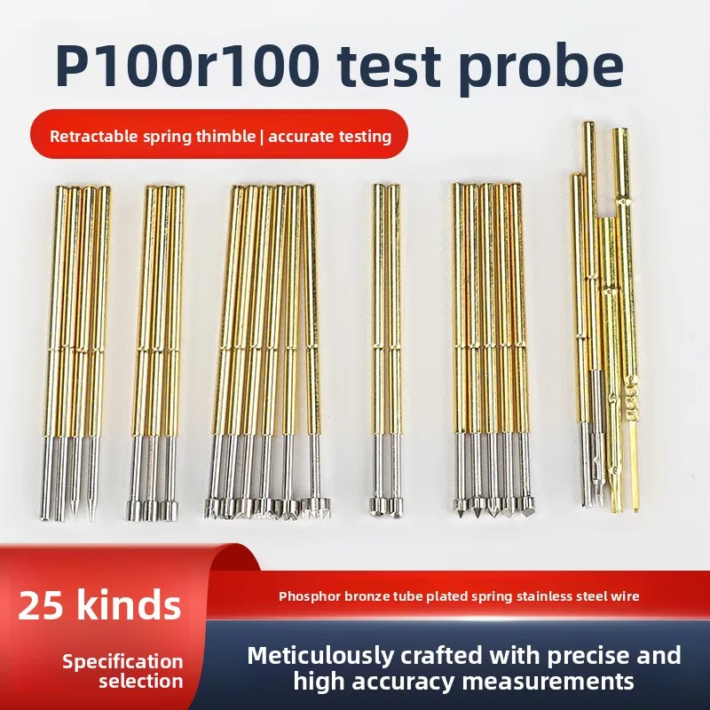 Probe P100 R100 Test Needle With Retractable Spring Top Pin For PCB Circuit Board Core Winding/soldering/terminal Insertion Form
