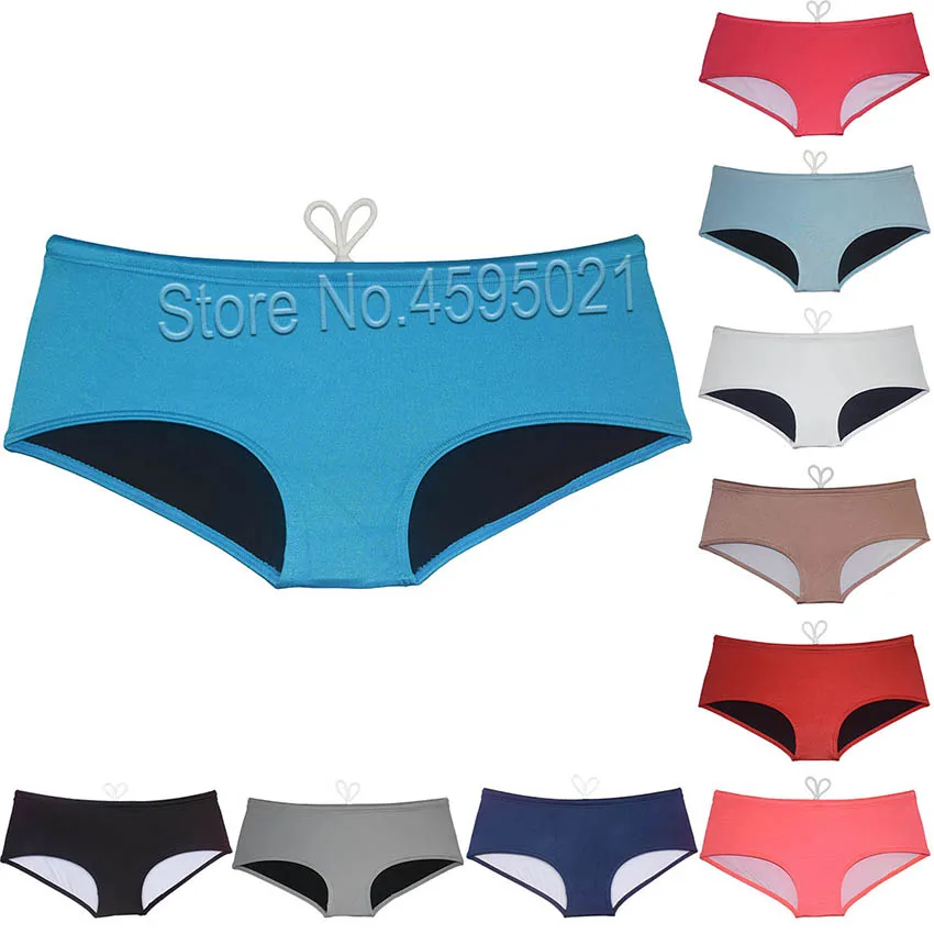 

Men's Smooth Spandex Solid Shiny Double Layer Male Lining Swimsuit Boxer Briefs Board Surf Drawstring Trunks