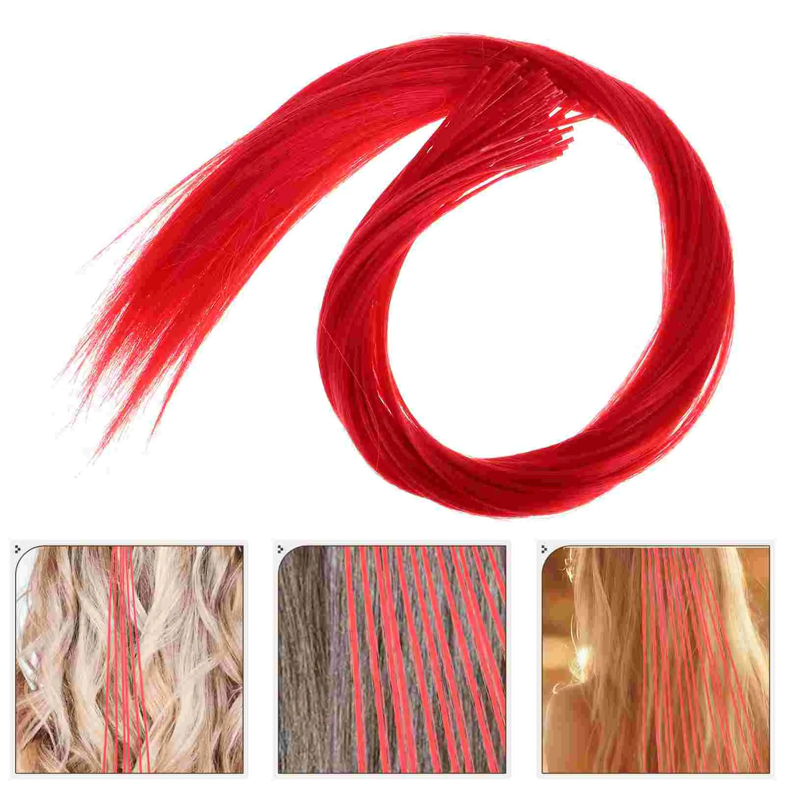 50 Pcs High Temperature Wire Hair Extension Straight Wigs Human Charm Red Accessories for Girl