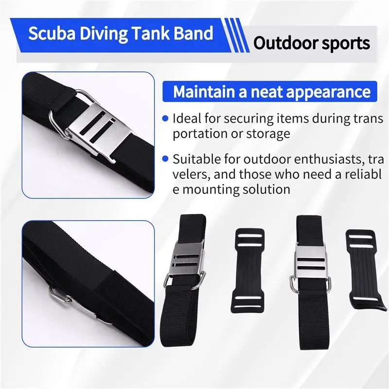 ABHS-2Pcs خزان الغوص الفرقة مع الفولاذ المقاوم للصدأ قفل كامة مشبك الغوص اسطوانة خزان سير شريطي تصاعد قوس #2