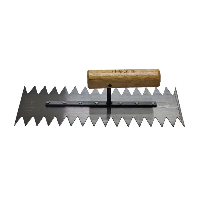 Two Side 20mmx25mm Sharp Tooth Claying Trowel Wood handle 300mm Carbon steel blade Concrete Spatula Scraper Tools