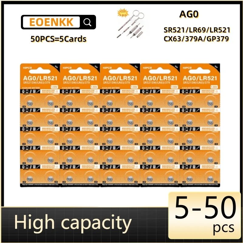 

5-50PCS LR521 AG0 Button Batteries SR521SW 379A 379 179 D379 SR63 1.5V Alkaline Button Cell Battery for Calculators Watches Toy