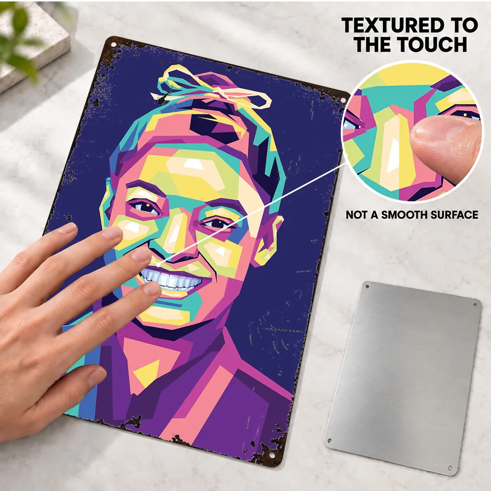 Simone Biles Gymnast Textured Metal Poster Personalized Aluminum Sign Angular Face Polygon Graphic Wall Art For Training Room