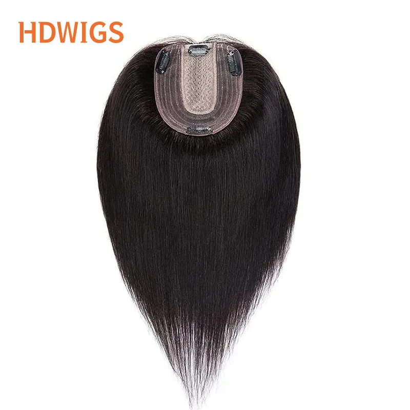 Straight Silk Top Women Toupee Human Hair Wigs 12x13cm 100% Real Human Hair System Unit Natural Silk Base Human Hair Toppers 613