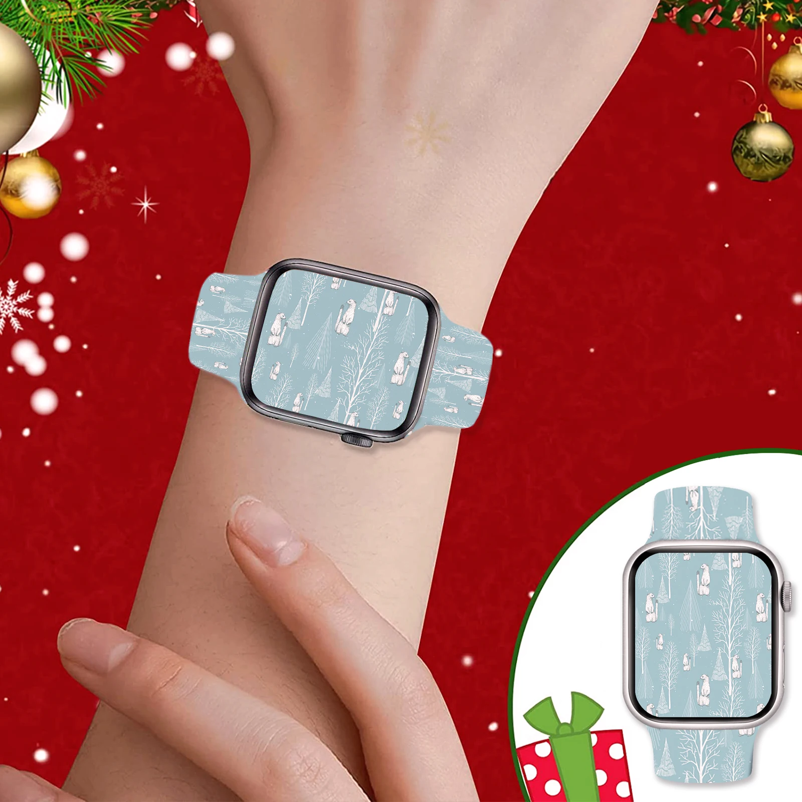 Christmas12 Printed Strap for Apple Watch 46mm 45mm 42mm 40mm 38mm 49mm Watchband Replaceable Bracelet for iWatch 11 10 9 8 Band