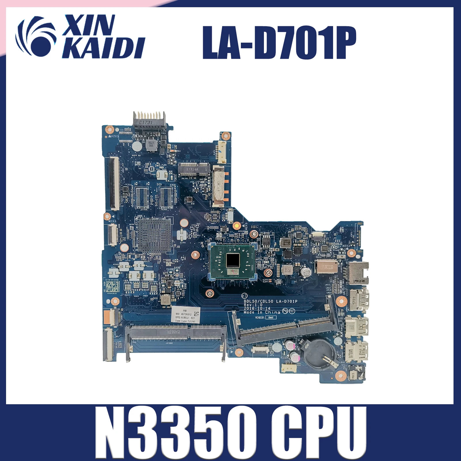 LA-D701P Mainboard For HP 15-AY 15T-AY DBL50 CDL50 903802-001 903802-601 Laptop Motherboard with N3350 CPU Fully Tested