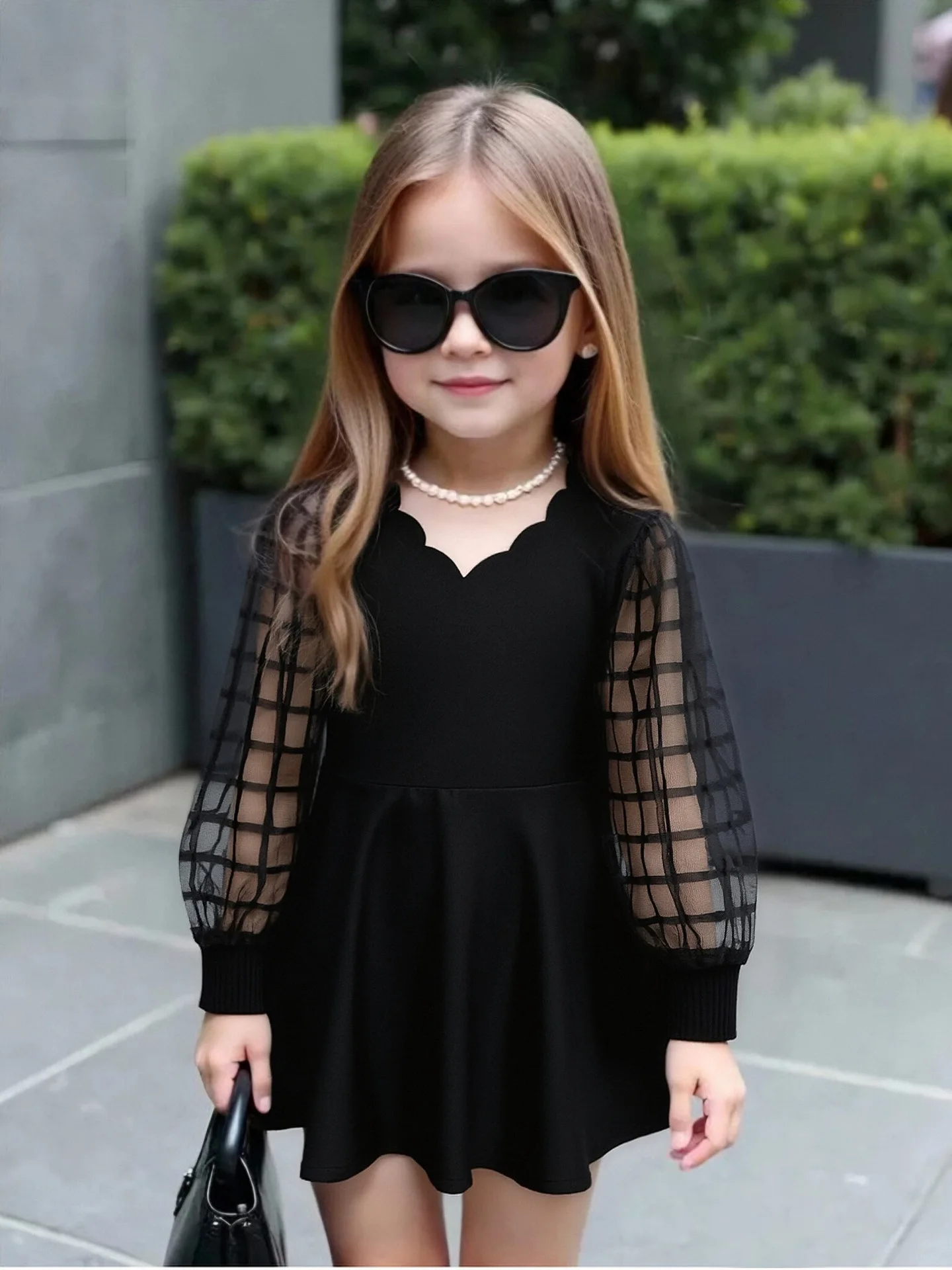 European and American Girls Elegant and Fashionable Mesh Lantern Sleeves Spring and Autumn New Casual Long Sleeved Dress
