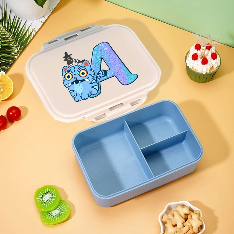 

KPop Demon Hunters Lunch Box 26 Letters Girls Boys Portable Bento Box Fashion Food Container Divided Microwave Safe Toast Boxes