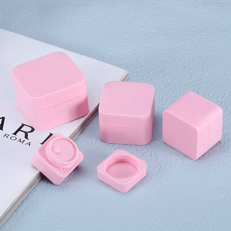 5PCS 10-50g Empty Plastic Nail Art Cosmetic Square Containers Jar Small Sample Cream Pot Nail Gel Powder Box Makeup Lotion Tool