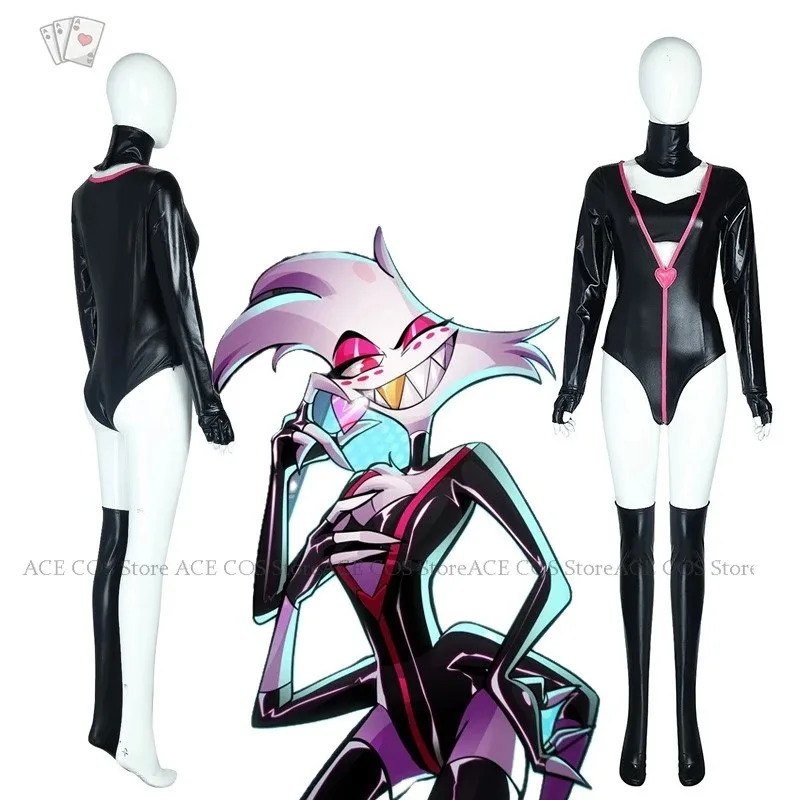 

Anime Hazbin Angel Dust Hotel Cosplay Costume Spider AD New Suit Doujin Black Dance Uniform Angel Sexy Jumpsuit Halloween Par