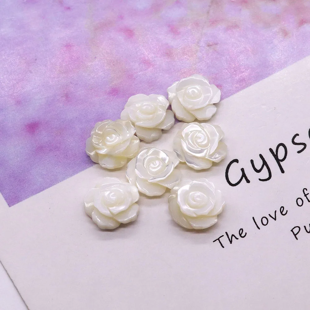 

12mm Natural Seawater White Shell Rose-shaped Half-hole Loose High-quality Beads DIY Accessories Necklaces Bracelets Earrings