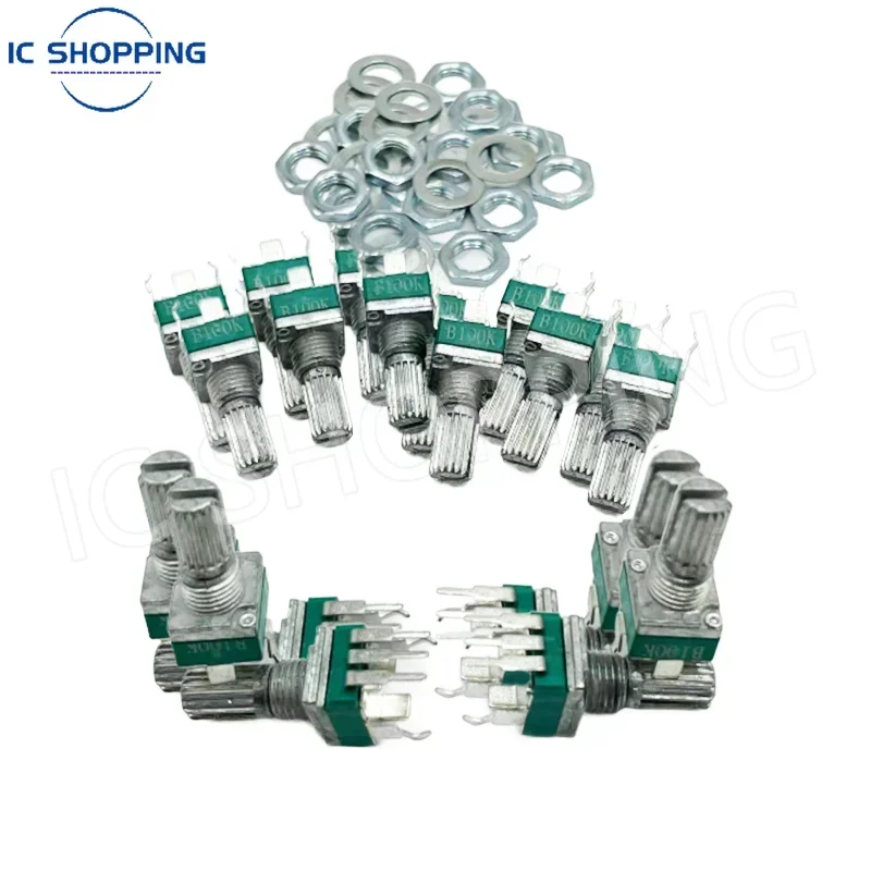 10PCS RK097 precision potentiometer vertical single link shank length 15mm gearless 3-pin B2K B5K B10K B20K B50K B100K B500K B1M