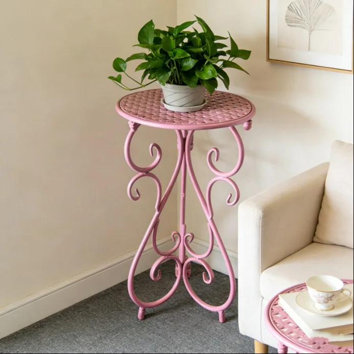 Side few wrought iron retro coffee small round table American simple home sofa balcony small coffee