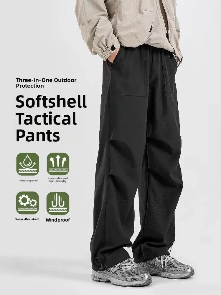 

Spring Autumn Outdoor Casual Straight Leg Jaet Pants Men's Versatile Hiking Waterproof Sports Paratrooper Long Pants