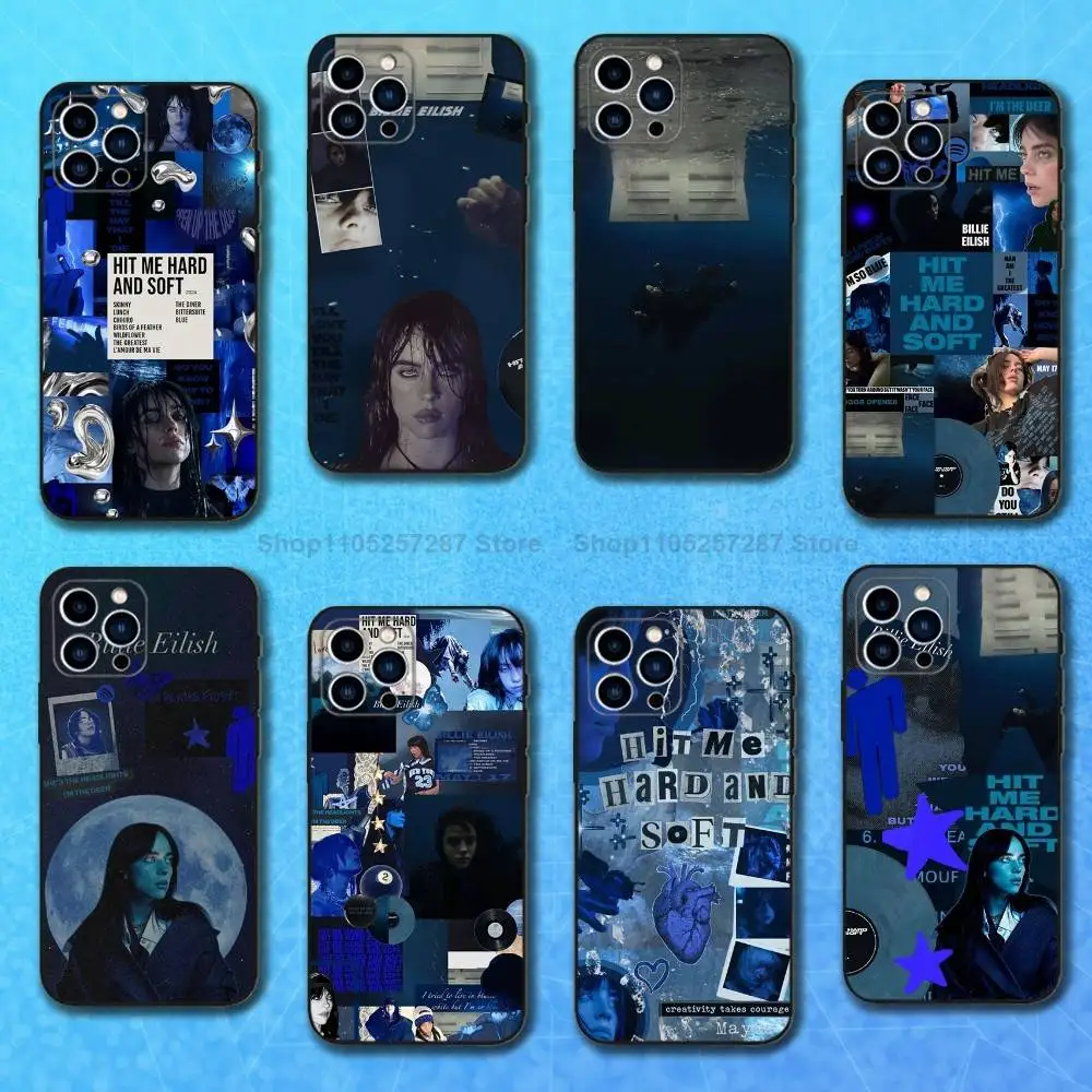 

H-Hard AND SOFT B-BILLIE-ES Case For iPhone 15,16,12,14,17,13,11,Plus,Pro Max,8,7,XR,SE,XS,X,Mini,Soft Silicone Black