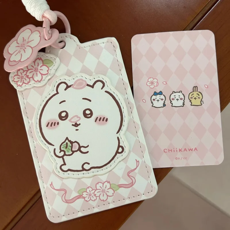 

Подлинная сумка для карт Chiikawa Cherry Blossom Season, обложка для карт, красивое сердце девушки, 3-дюймовый набор сертификатов, подвеска, аниме-игрушка