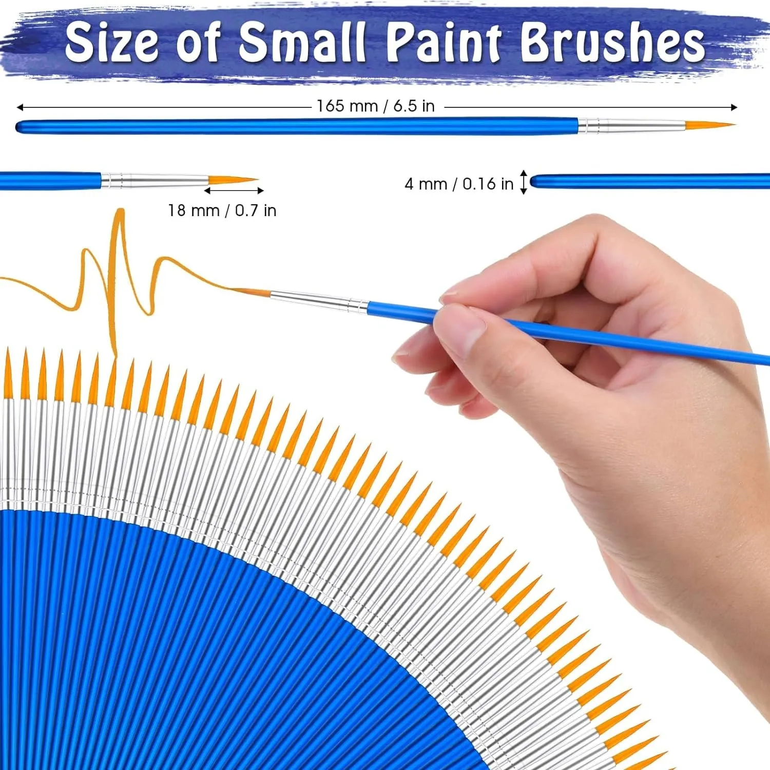 50Pcs Small Paint Brushes Paint Brushes for Kids Acrylic Brushes Set Flat and Round Pointed Brushes for Watercolor Face Painting