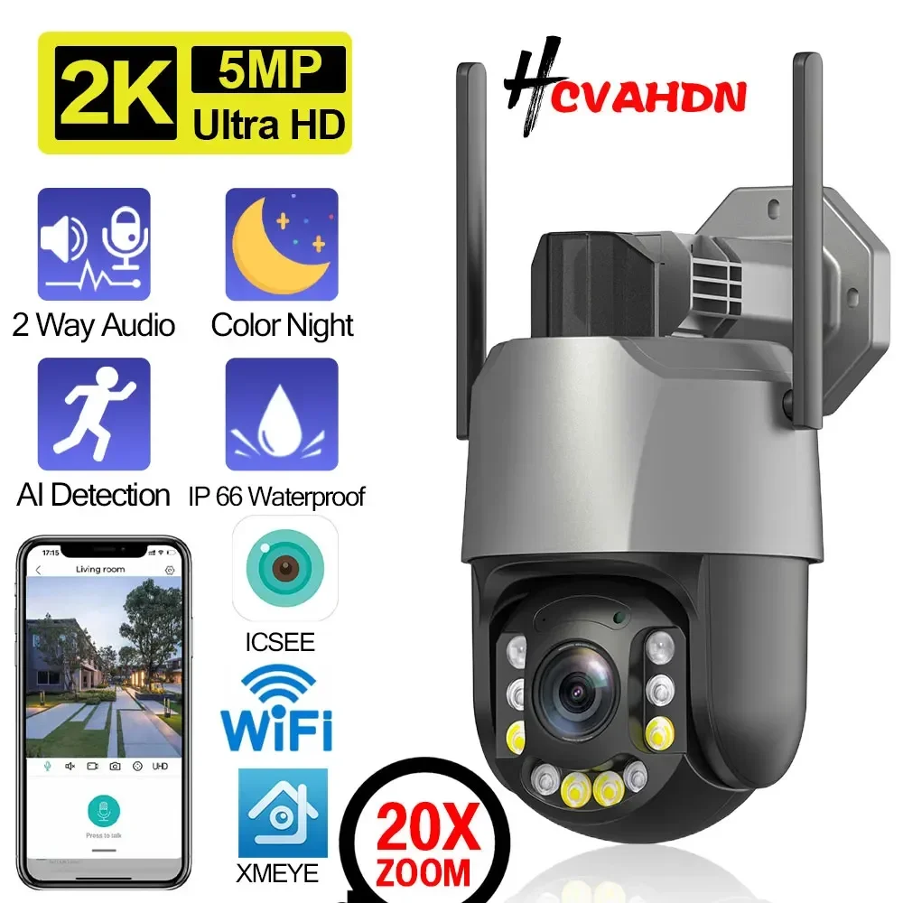 

ICsee 20X Zoom WIFI PTZ Camera 2 way audio 5MP Wifi Security Protection Monitor 120M IR Distance CCTV Video Surveillance Camera