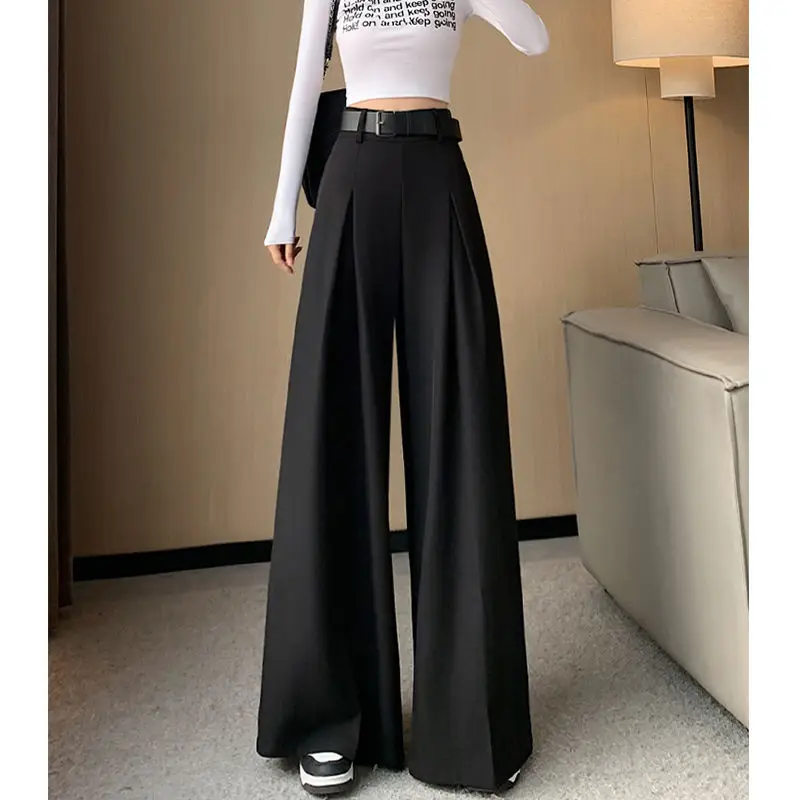 

Wide-leg pants women's 2024 summer new high-waist, drooping and mopping casual pants loose and slim pleated suit pants